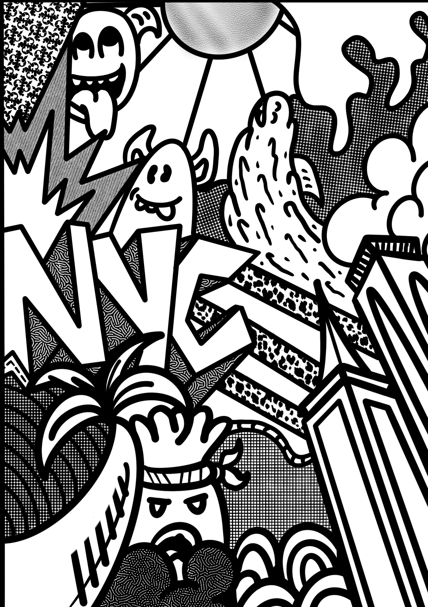 NYC Acid Washed Black Hoodie