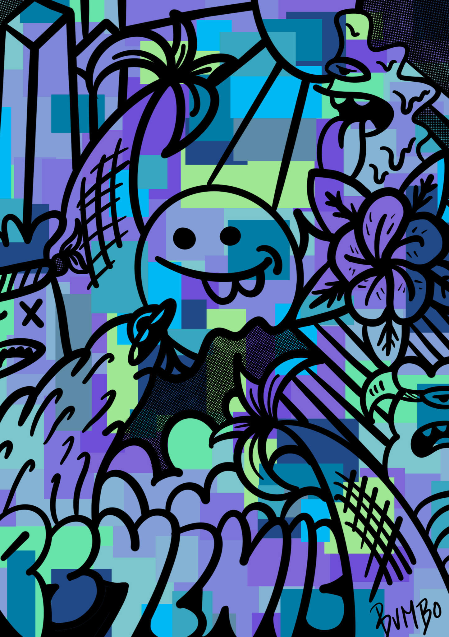 Psychedelics Acid Washed Navy Blue Hoodie